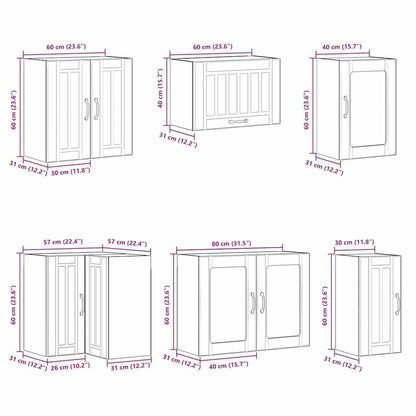 vidaXL 11-tlg. Küchenschrank-Set Lucca Grau Sonoma Holzwerkstoff