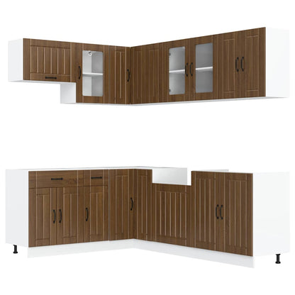 vidaXL Ensemble de 11 meubles de cuisine Lucca Marron effet chêne en bois d'ingénierie