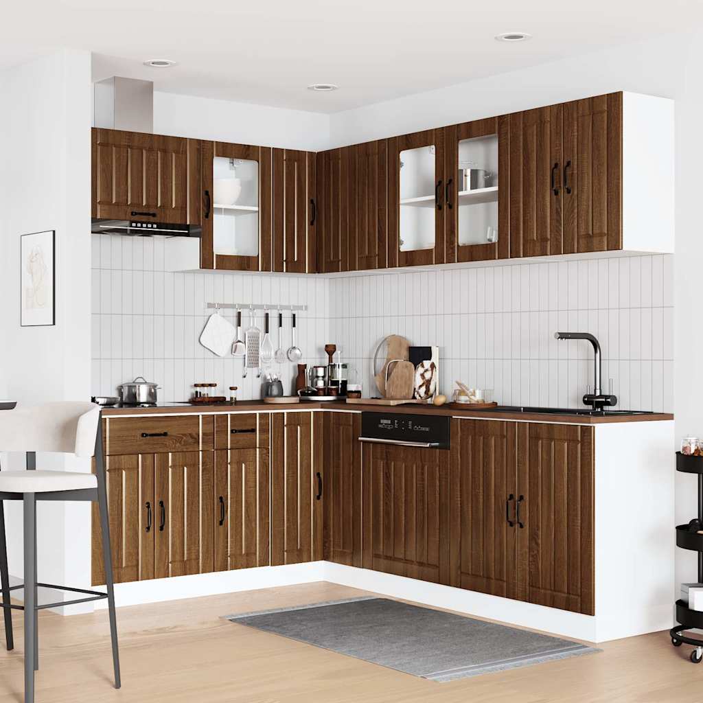 vidaXL Ensemble de 11 meubles de cuisine Lucca Marron effet chêne en bois d'ingénierie
