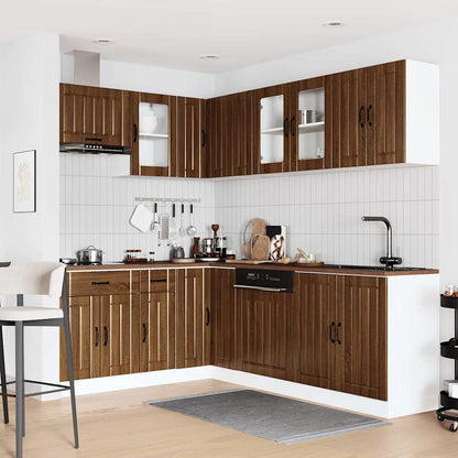 vidaXL Ensemble de 11 meubles de cuisine Lucca Marron effet chêne en bois d'ingénierie