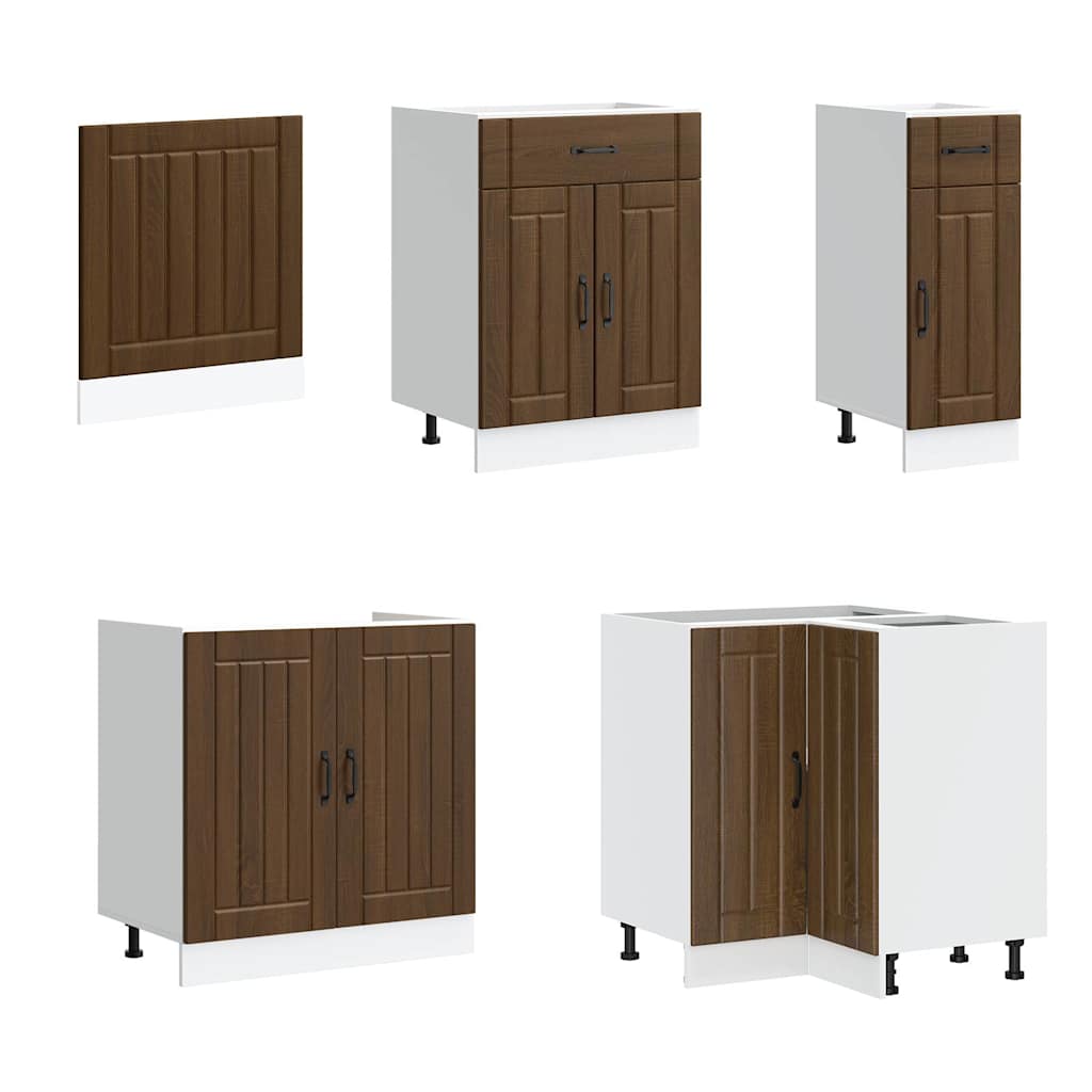 vidaXL Ensemble de 11 meubles de cuisine Lucca Marron effet chêne en bois d'ingénierie