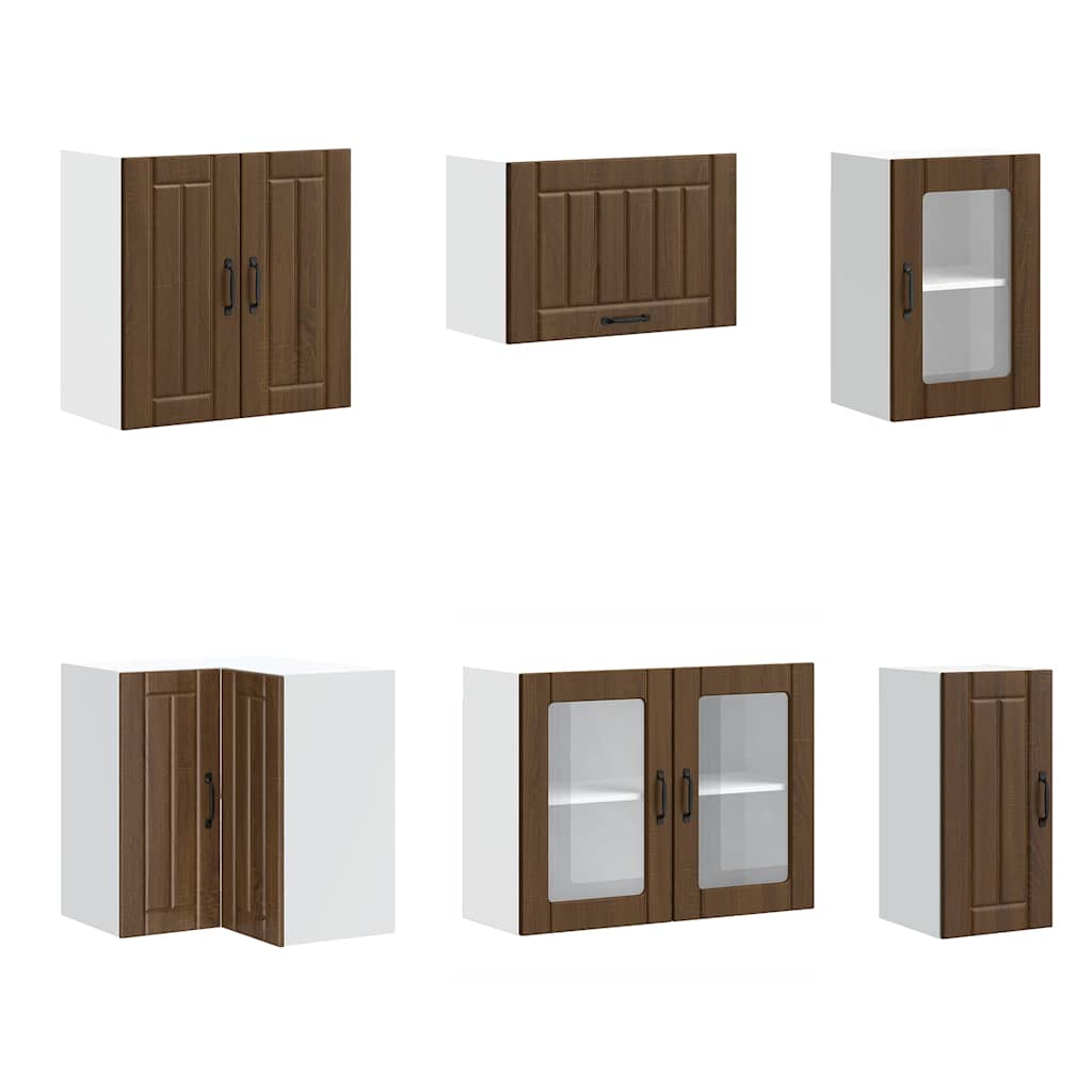 vidaXL Ensemble de 11 meubles de cuisine Lucca Marron effet chêne en bois d'ingénierie