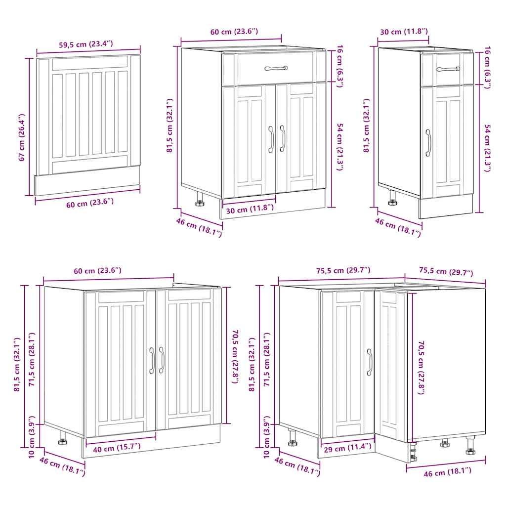 vidaXL Ensemble de 11 meubles de cuisine Lucca Marron effet chêne en bois d'ingénierie