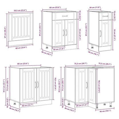vidaXL Ensemble de 11 meubles de cuisine Lucca Marron effet chêne en bois d'ingénierie