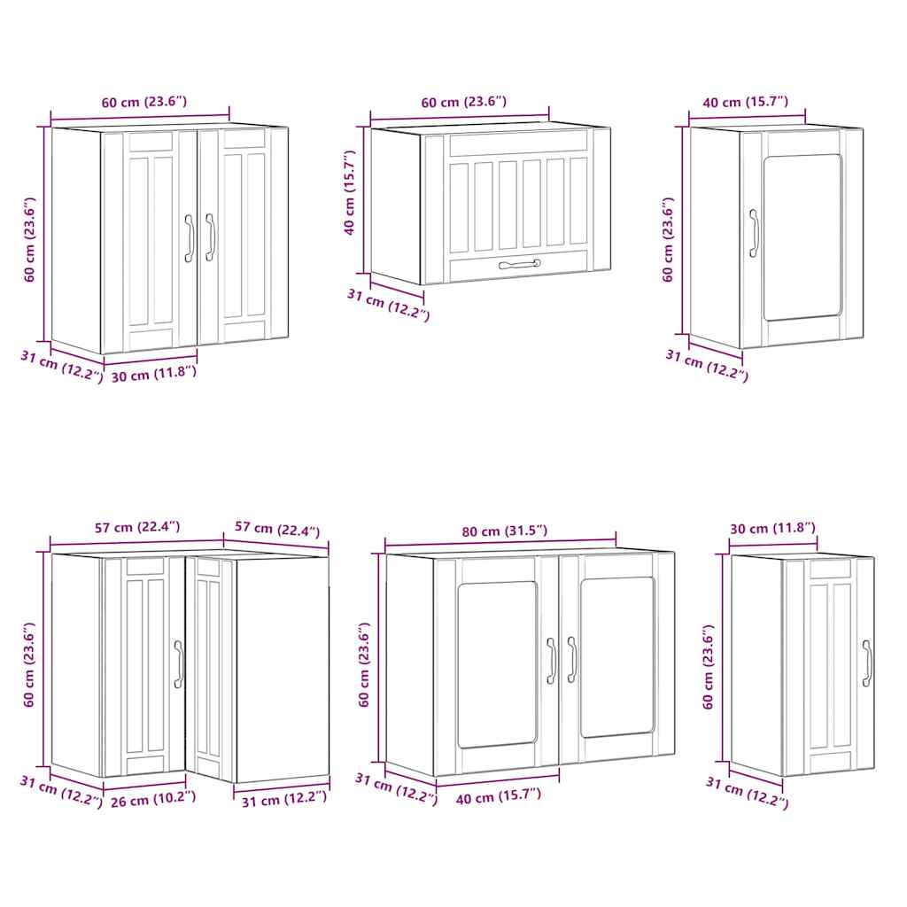 vidaXL Ensemble de 11 meubles de cuisine Lucca Marron effet chêne en bois d'ingénierie