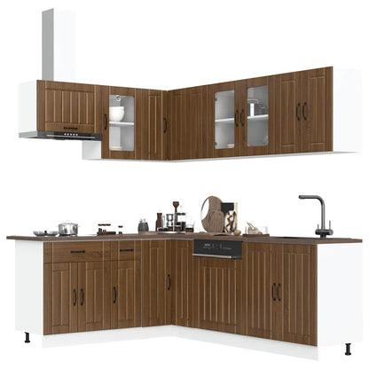 vidaXL Ensemble de 11 meubles de cuisine Lucca Marron effet chêne en bois d'ingénierie
