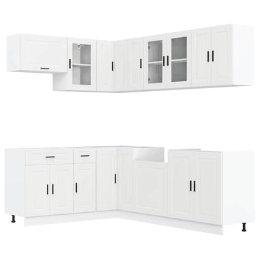 vidaXL 11-tlg. Küchenschrank-Set Porto Weiß Holzwerkstoff