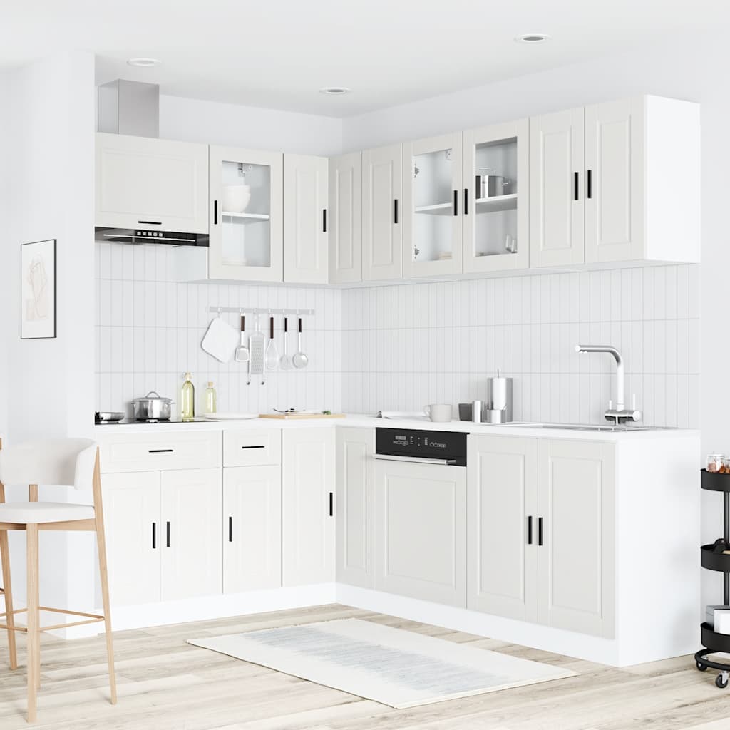 vidaXL 11-tlg. Küchenschrank-Set Porto Weiß Holzwerkstoff