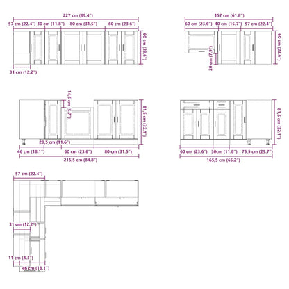 vidaXL 11-tlg. Küchenschrank-Set Porto Weiß Holzwerkstoff