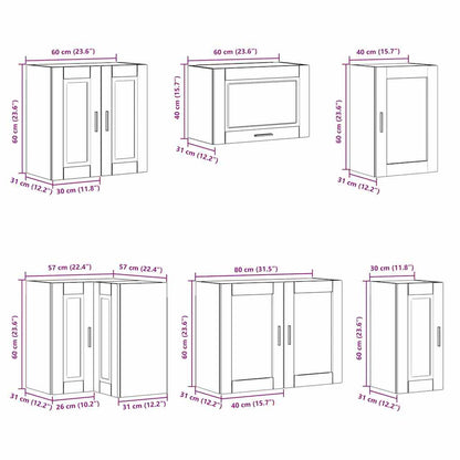vidaXL 11-tlg. Küchenschrank-Set Porto Weiß Holzwerkstoff