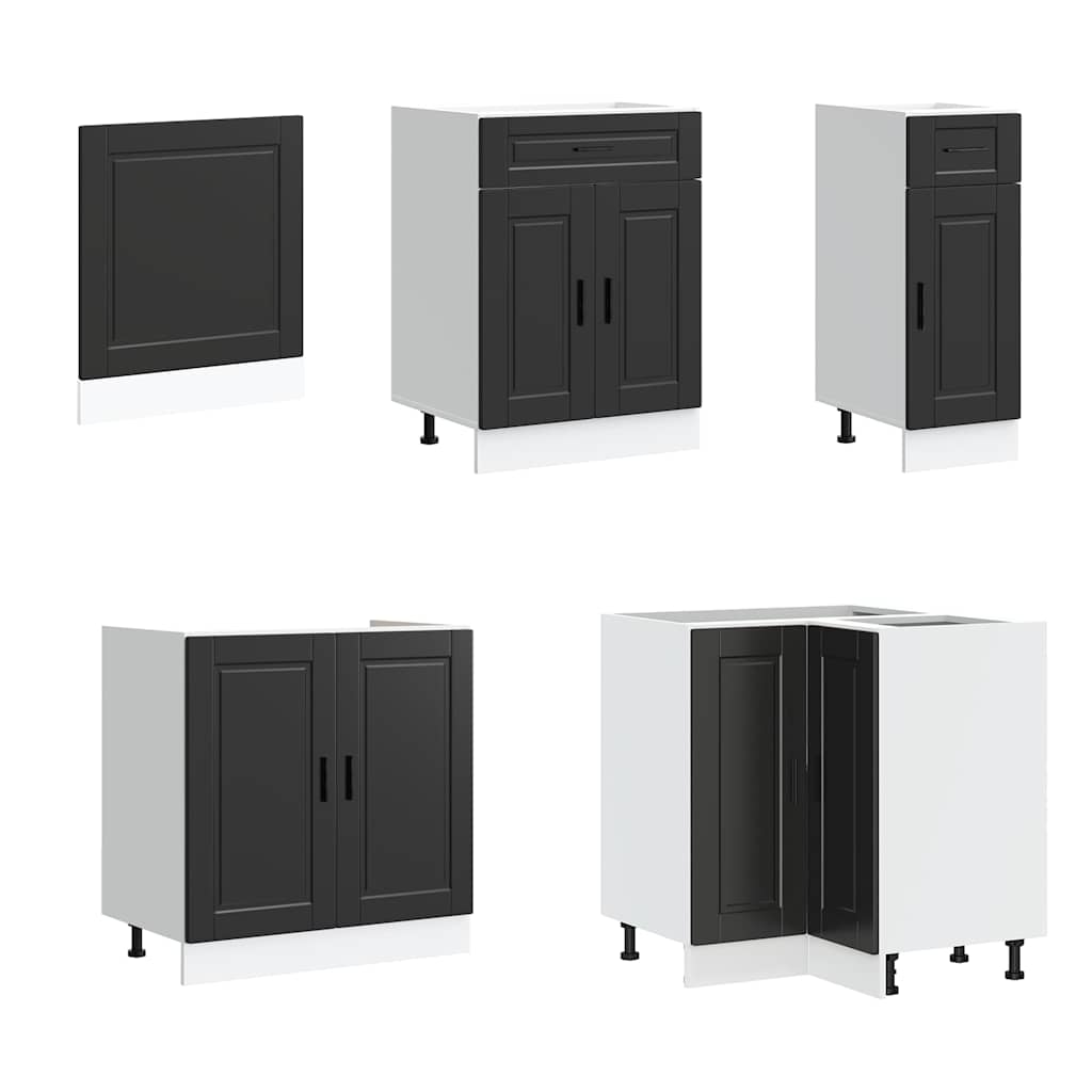 vidaXL 11-tlg. Küchenschrank-Set Porto Schwarz Holzwerkstoff