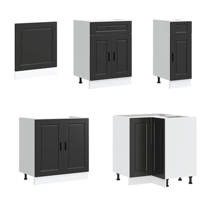 vidaXL 11-tlg. Küchenschrank-Set Porto Schwarz Holzwerkstoff