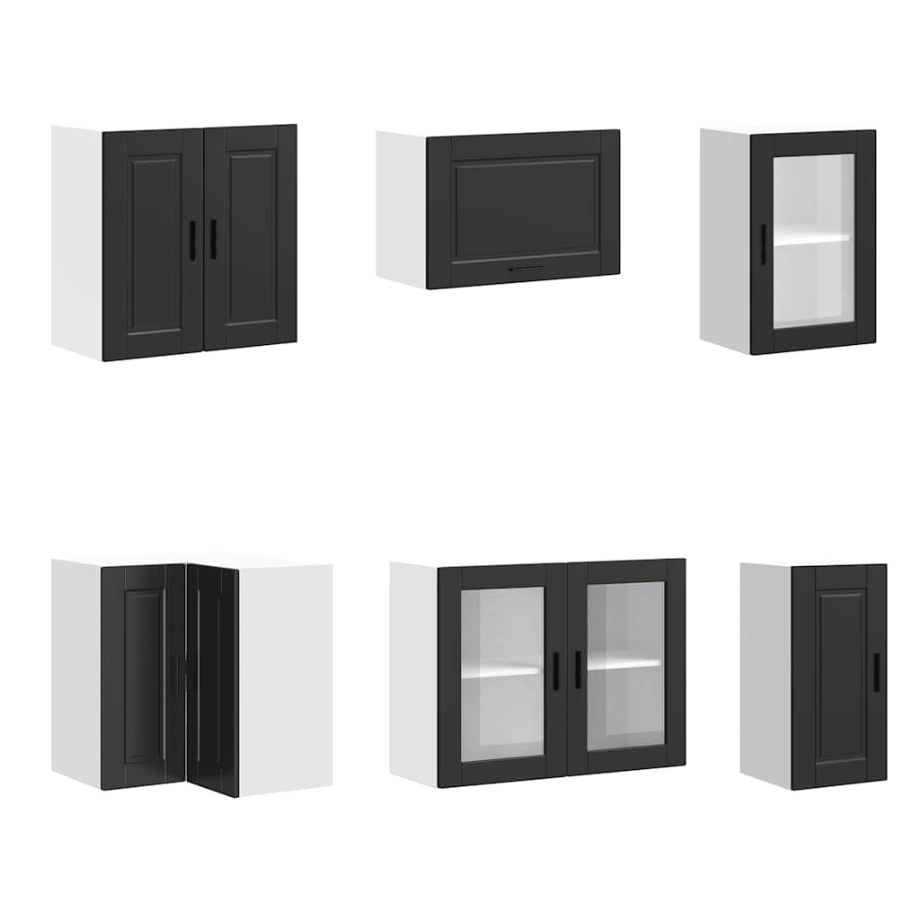 vidaXL 11-tlg. Küchenschrank-Set Porto Schwarz Holzwerkstoff