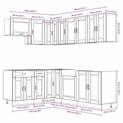 vidaXL 11-tlg. Küchenschrank-Set Porto Schwarz Holzwerkstoff