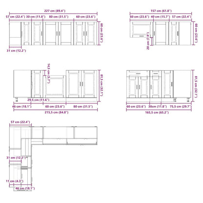 vidaXL 11-tlg. Küchenschrank-Set Porto Schwarz Holzwerkstoff