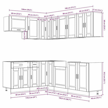 vidaXL 11-tlg. Küchenschrank-Set Porto Sonoma-Eiche Holzwerkstoff