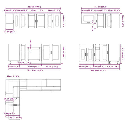 vidaXL 11-tlg. Küchenschrank-Set Porto Sonoma-Eiche Holzwerkstoff