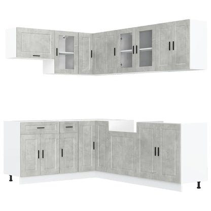 vidaXL 11-tlg. Küchenschrank-Set Porto Betongrau Holzwerkstoff
