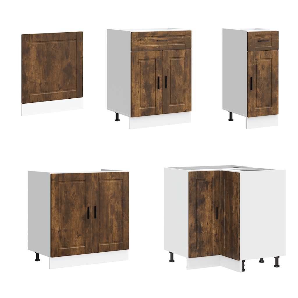 vidaXL 11-tlg. Küchenschrank-Set Porto Räuchereiche Holzwerkstoff