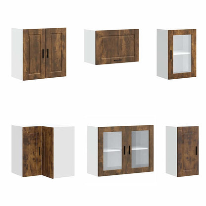 vidaXL 11-tlg. Küchenschrank-Set Porto Räuchereiche Holzwerkstoff