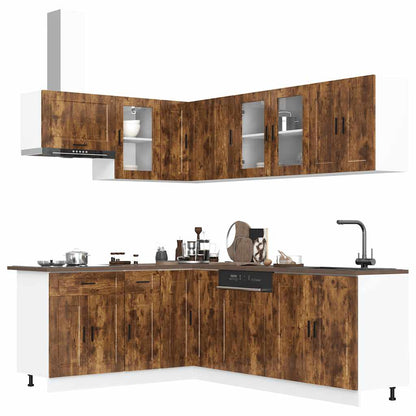 vidaXL 11-tlg. Küchenschrank-Set Porto Räuchereiche Holzwerkstoff