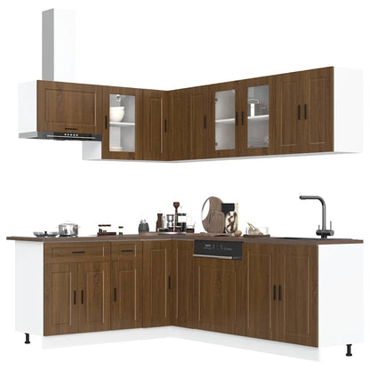 vidaXL 11tlg. Küchenschrank-Set Porto Braun Eichen-Optik Holzwerkstoff