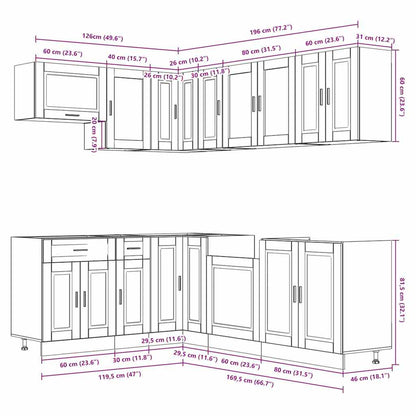 vidaXL 11-tlg. Küchenschrank-Set Porto Altholz-Optik Holzwerkstoff