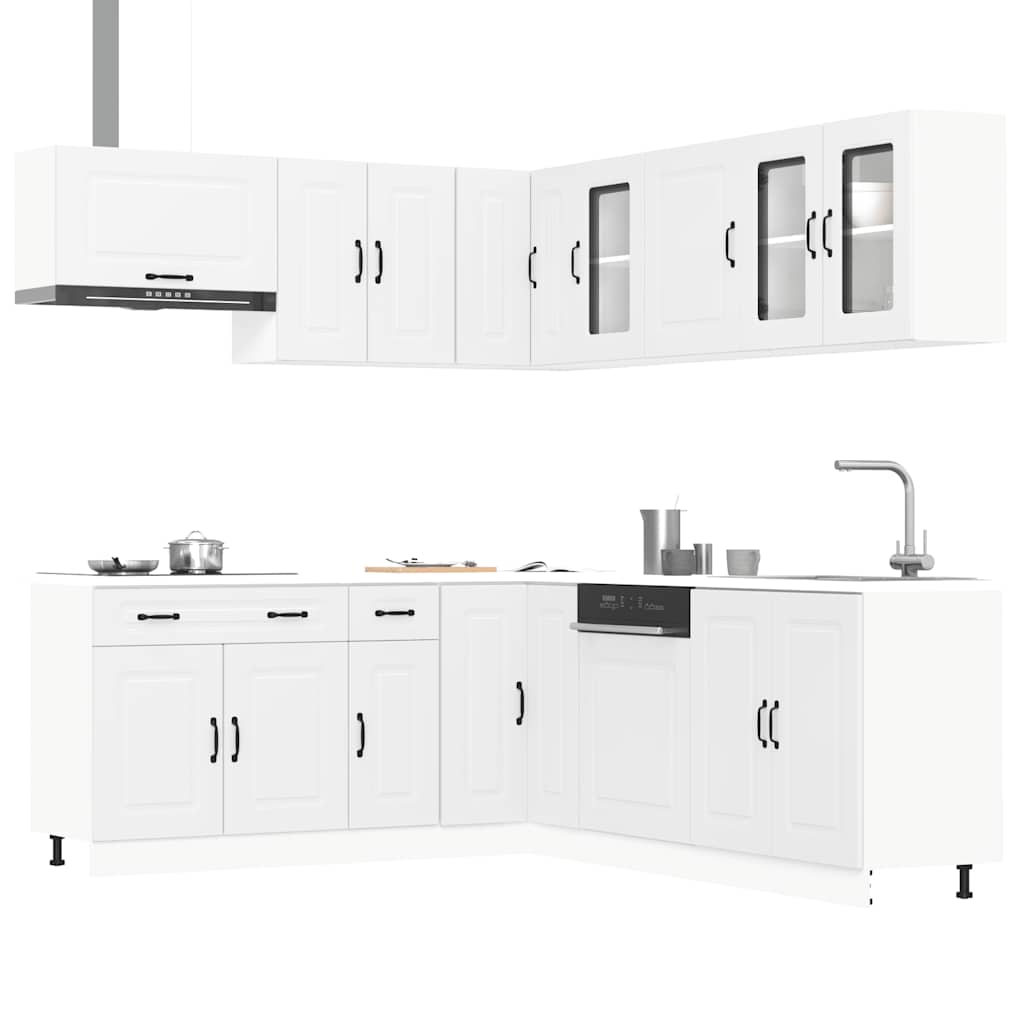 vidaXL Ensemble de 11 meubles de cuisine Kalmar Blanc Bois d'ingénierie
