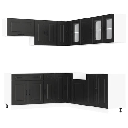 vidaXL 11-tlg. Küchenschrank-Set Kalmar Schwarz Holzwerkstoff
