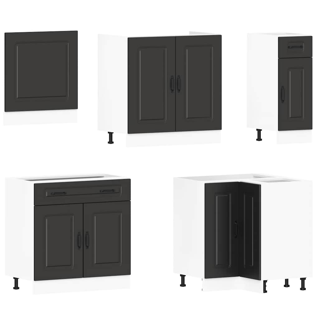vidaXL 11-tlg. Küchenschrank-Set Kalmar Schwarz Holzwerkstoff