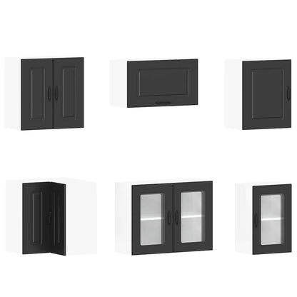 vidaXL 11-tlg. Küchenschrank-Set Kalmar Schwarz Holzwerkstoff
