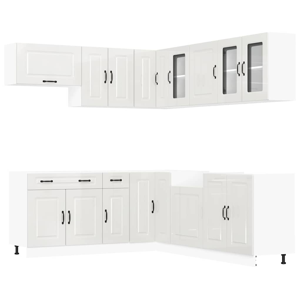 vidaXL Ensemble de 11 meubles de cuisine Kalmar Blanc brillant Bois d'ingénierie