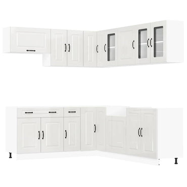 vidaXL Ensemble de 11 meubles de cuisine Kalmar Blanc brillant Bois d'ingénierie