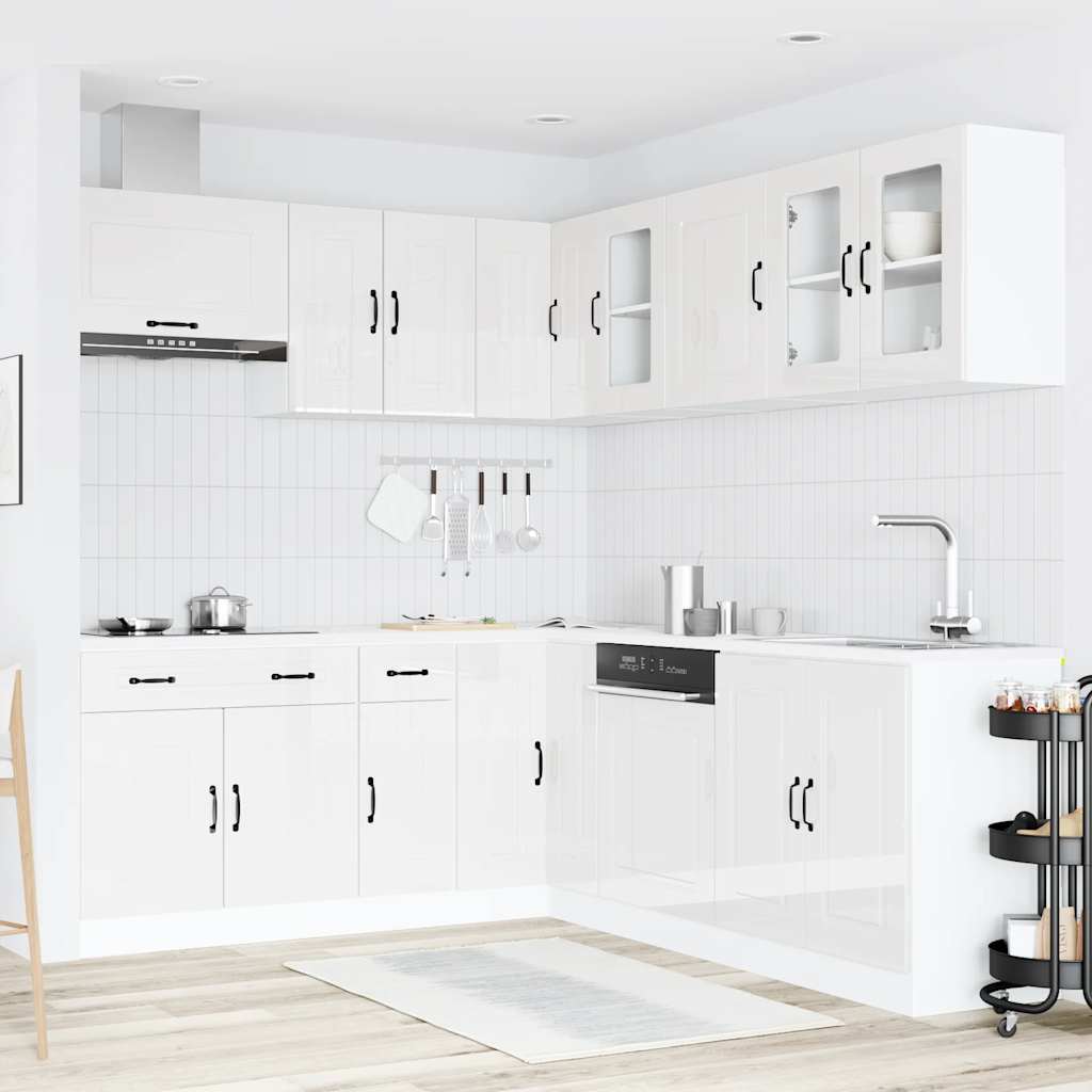 vidaXL Ensemble de 11 meubles de cuisine Kalmar Blanc brillant Bois d'ingénierie