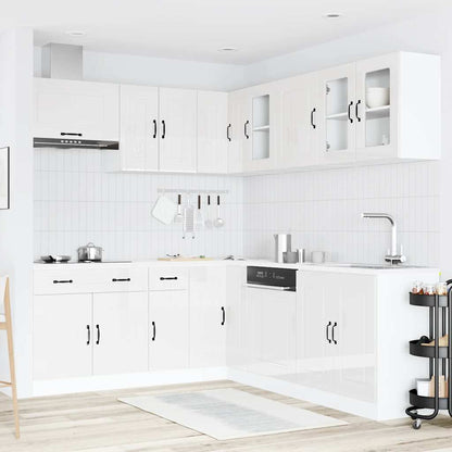 vidaXL Ensemble de 11 meubles de cuisine Kalmar Blanc brillant Bois d'ingénierie