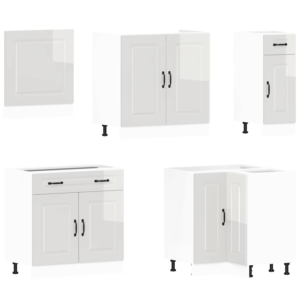 vidaXL Ensemble de 11 meubles de cuisine Kalmar Blanc brillant Bois d'ingénierie