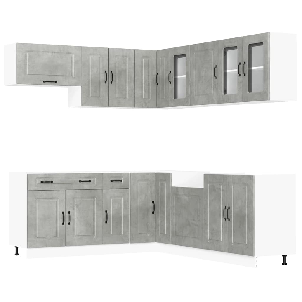 vidaXL 11-tlg. Küchenschrank-Set Kalmar Betongrau Holzwerkstoff