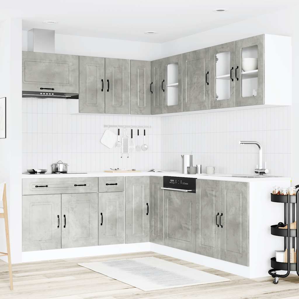 vidaXL 11-tlg. Küchenschrank-Set Kalmar Betongrau Holzwerkstoff