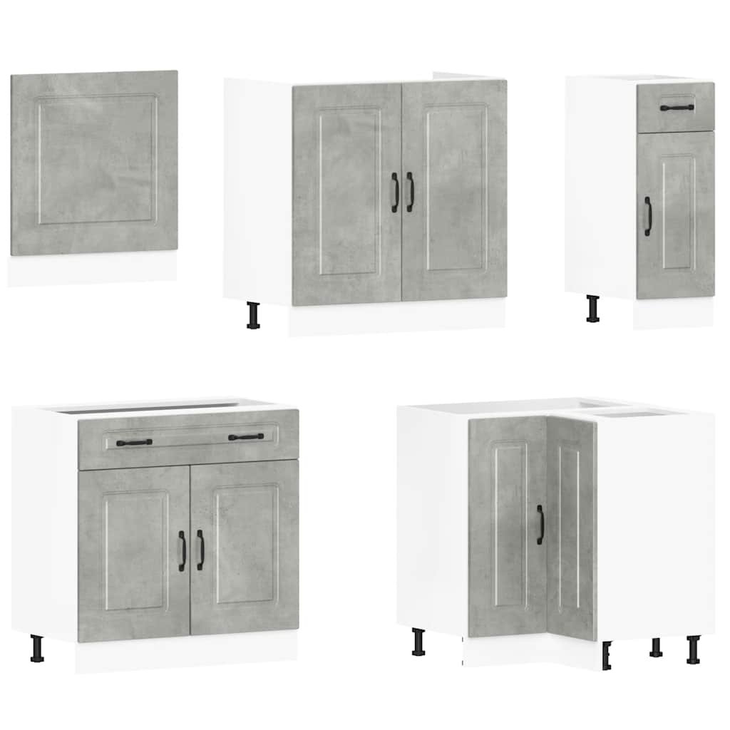 vidaXL 11-tlg. Küchenschrank-Set Kalmar Betongrau Holzwerkstoff
