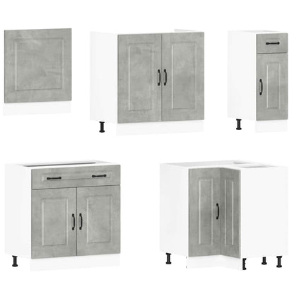 vidaXL 11-tlg. Küchenschrank-Set Kalmar Betongrau Holzwerkstoff