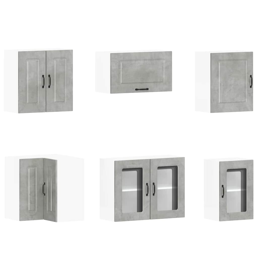 vidaXL 11-tlg. Küchenschrank-Set Kalmar Betongrau Holzwerkstoff