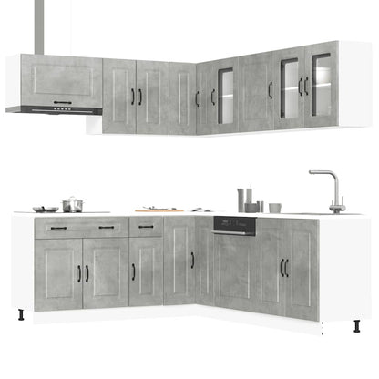 vidaXL 11-tlg. Küchenschrank-Set Kalmar Betongrau Holzwerkstoff