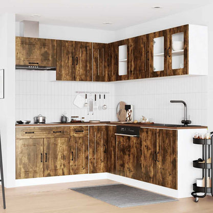 vidaXL 11-tlg. Küchenschrank-Set Kalmar Räuchereiche Holzwerkstoff