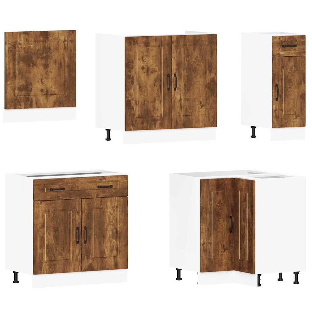 vidaXL 11-tlg. Küchenschrank-Set Kalmar Räuchereiche Holzwerkstoff