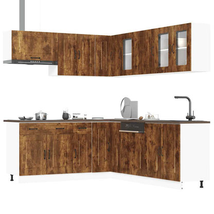 vidaXL 11-tlg. Küchenschrank-Set Kalmar Räuchereiche Holzwerkstoff