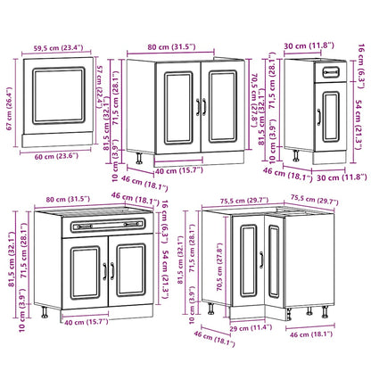 vidaXL 11-tlg. Küchenschrank-Set Kalmar Grau Sonoma Holzwerkstoff