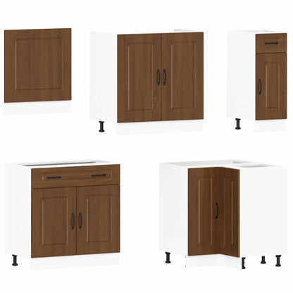 vidaXL Ensemble de 11 meubles de cuisine Kalmar Marron aspect chêne Bois d'ingénierie