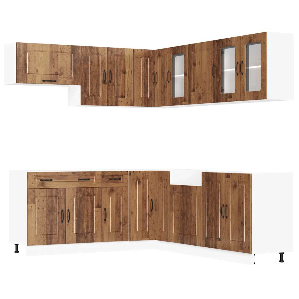 vidaXL 11-tlg. Küchenschrank-Set Kalmar Altholz-Optik Holzwerkstoff