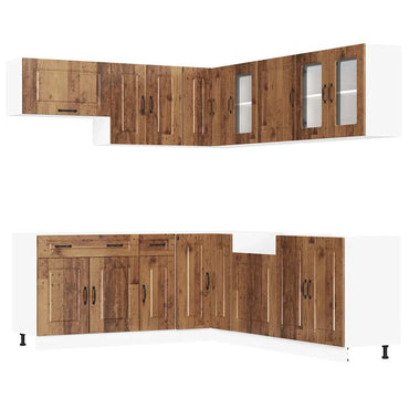 vidaXL 11-tlg. Küchenschrank-Set Kalmar Altholz-Optik Holzwerkstoff