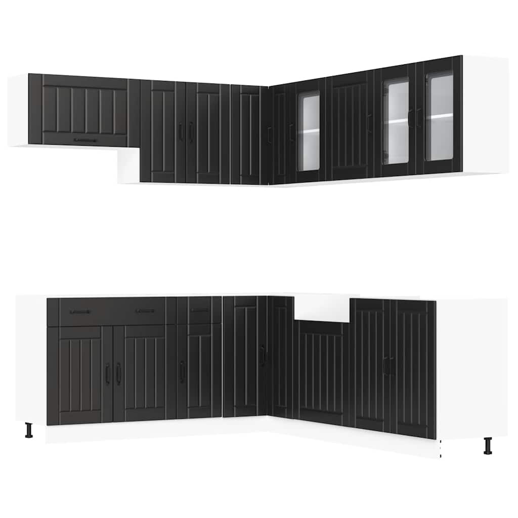 vidaXL 11-tlg. Küchenschrank-Set Lucca Schwarz Holzwerkstoff